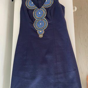 Lilly Pulitzer - Beaded Variation on  Iconic 'Valli' Shift Dress in Navy